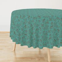 Zombie Toile - Red on Teal