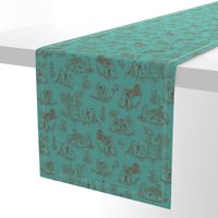 Zombie Toile - Red on Teal