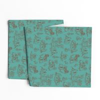 Zombie Toile - Red on Teal