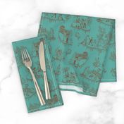 Zombie Toile - Red on Teal