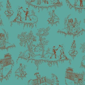 Zombie Toile - Red on Teal