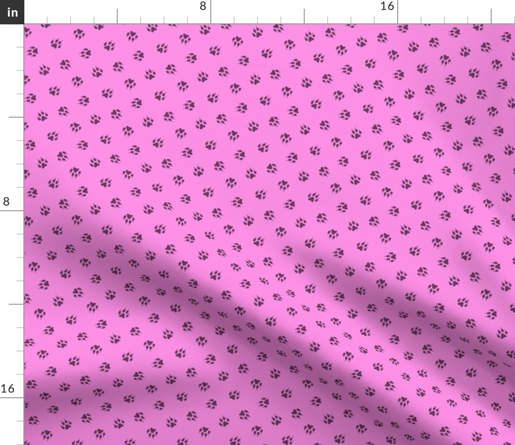Trotting paw prints coordinate - bubble gum pink