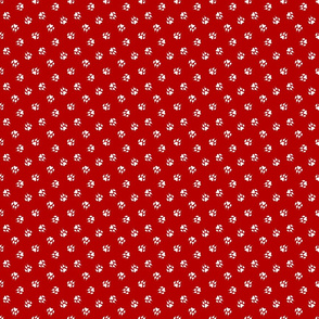 Trotting paw prints coordinate - patriotic red