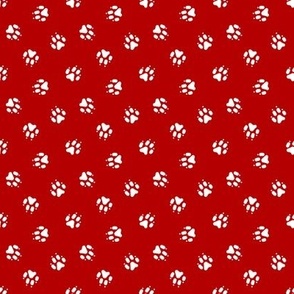 Trotting paw prints coordinate - patriotic red