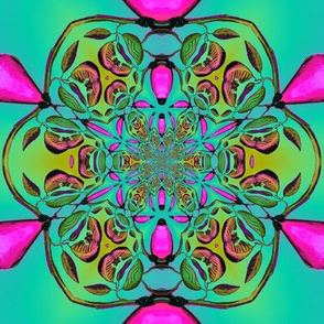 PINK MINT ABSTRACT FLOWER GARDEN