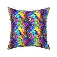 PSYCHEDELIC BIRDS ON FABRIC WAVY PLAID