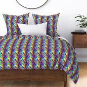 PSYCHEDELIC BIRDS ON FABRIC WAVY PLAID