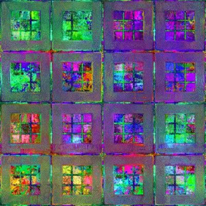 ART GLASS MOSAIC TILES WINDOW MULTICOLOR BRIGHT PURPLE GREEN