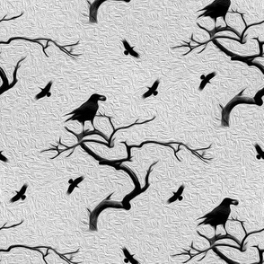 crows on gray - painted 