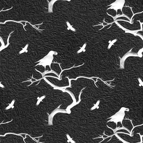 crows in black and white - painted 