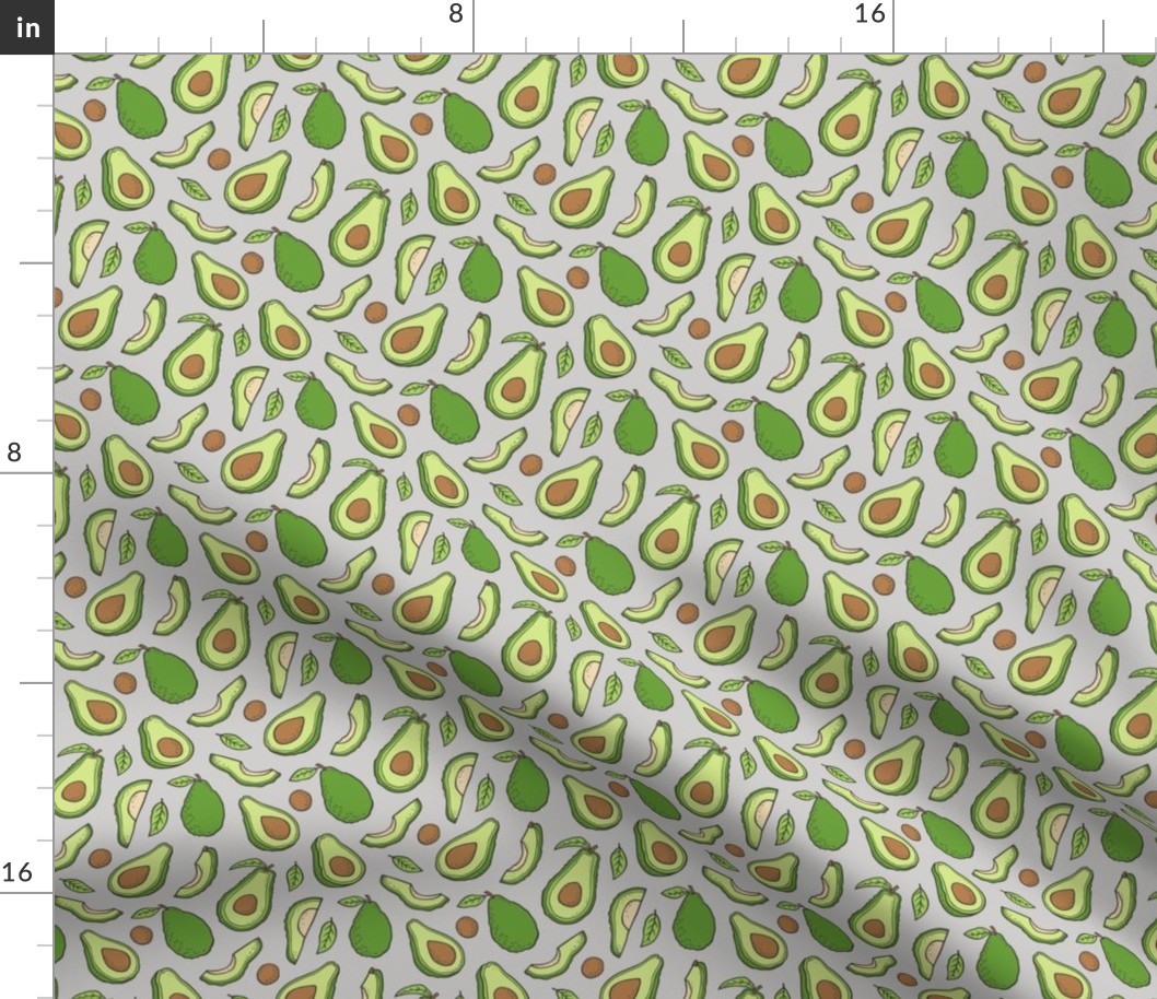 Avocado  Fabric on Grey Smaller