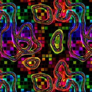 DISCO CLUB NEON LIGHTS mosaic BLURB multicolor