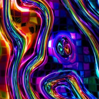 DISCO CLUB NEON LIGHTS mosaic waves multicolor