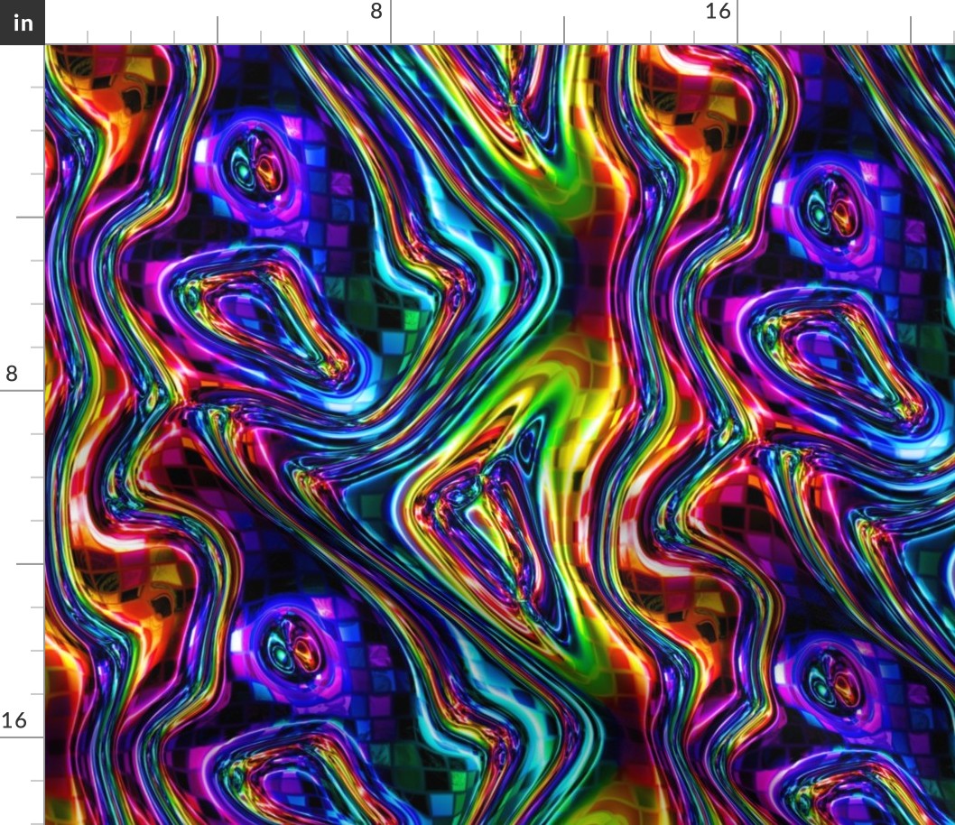 DISCO CLUB NEON LIGHTS mosaic waves multicolor