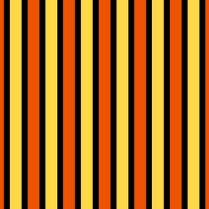 Seaside Summer Vertical Stripes  - Narrow Deep Black Ribbons with Pineapple Passion and Tangerine