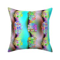 TIKI RAINBOW NEON 3D VOLUME TURQUOISE AQUA  HAWAII POLYNESIAN medium