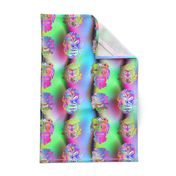 TIKI RAINBOW NEON SPRINGTIME 3D VOLUME SKY BLUE PINK GREEN HAWAII POLYNESIAN medium