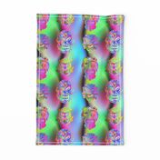 TIKI RAINBOW NEON SPRINGTIME 3D VOLUME SKY BLUE PINK GREEN HAWAII POLYNESIAN medium