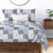 Patchwork Deer - Lilac, Grey and Mint - Wild and Free -