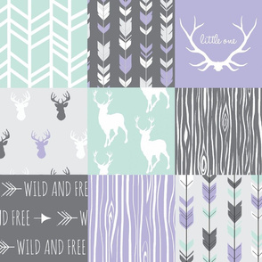 Patchwork Deer - Lilac, Grey and Mint - Wild and Free -