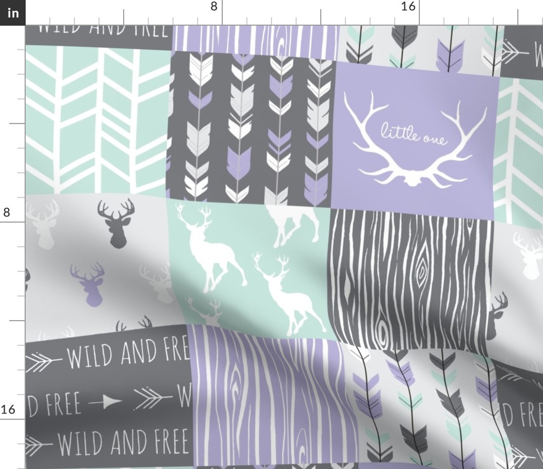 Patchwork Deer - Lilac, Grey and Mint - Wild and Free -