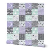 Patchwork Deer- lilac, grey and mint - rotated