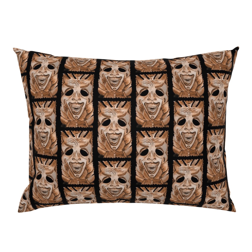 SMILING TIKI TRIBAL STONE WOOD EFFECT Half drop