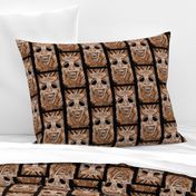 SMILING TIKI TRIBAL STONE WOOD EFFECT Half drop