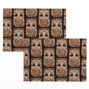 SMILING TIKI TRIBAL STONE WOOD EFFECT Half drop