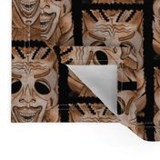 SMILING TIKI TRIBAL STONE WOOD EFFECT Half drop