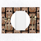 SMILING TIKI TRIBAL STONE WOOD EFFECT Half drop