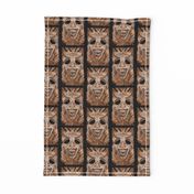 SMILING TIKI TRIBAL STONE WOOD EFFECT Half drop