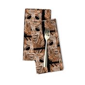 SMILING TIKI TRIBAL STONE WOOD EFFECT Half drop