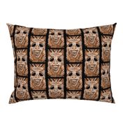 SMILING TIKI TRIBAL STONE WOOD EFFECT Half drop