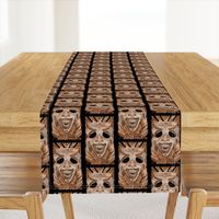 SMILING TIKI TRIBAL STONE WOOD EFFECT Half drop