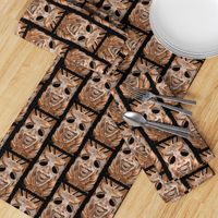 SMILING TIKI TRIBAL STONE WOOD EFFECT Half drop