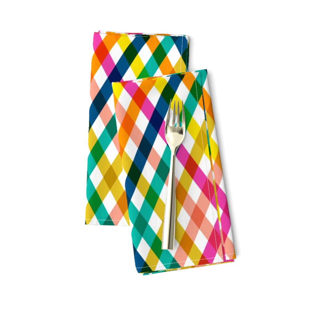 Birchdale (Multi Maxi Argyle) || diagonal rainbow striped gingham