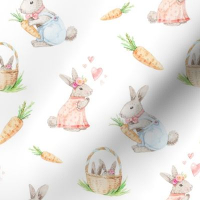 watercolor rabbit family