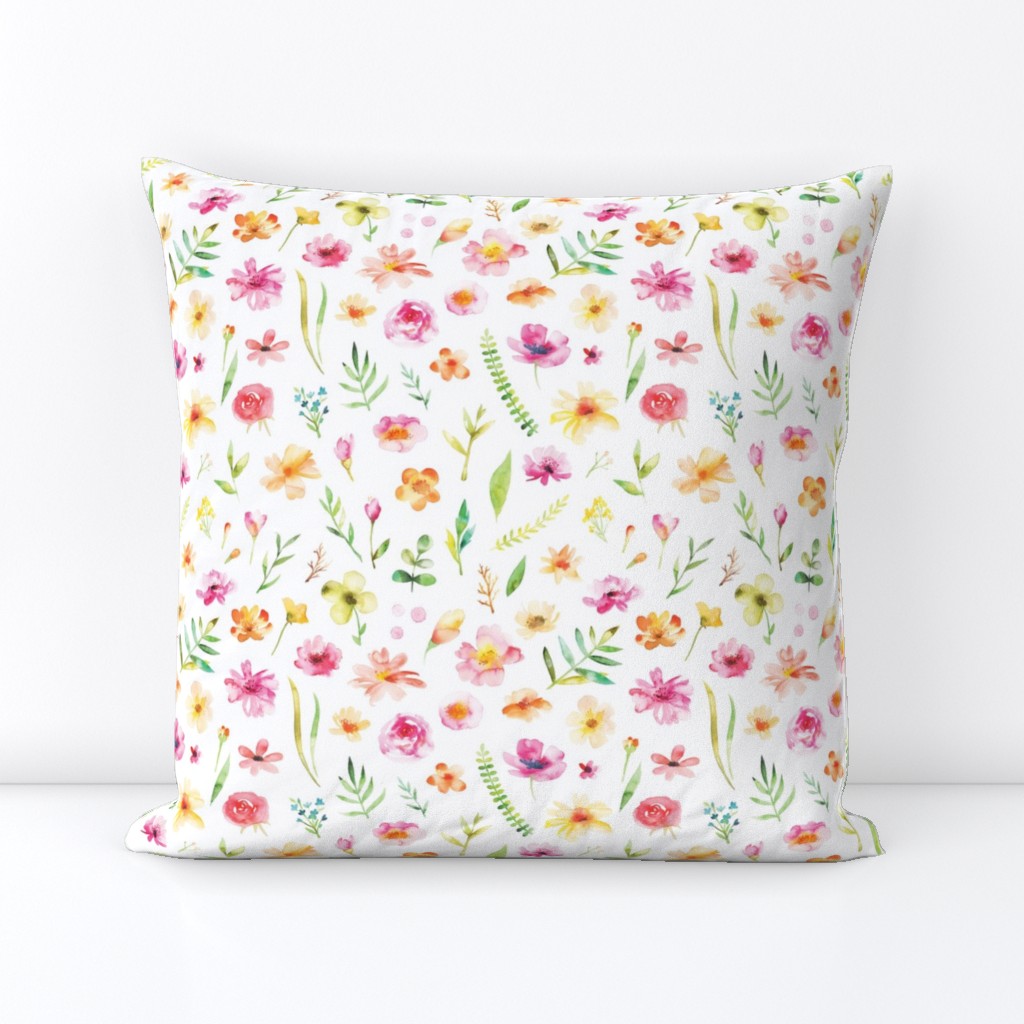 watercolor summer flowers pattern