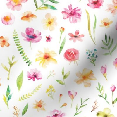 watercolor summer flowers pattern
