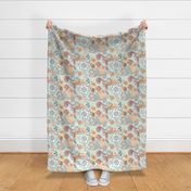   Florals Seamless Repeating Pattern on Light Blue