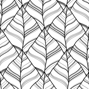 striped leaves – black white