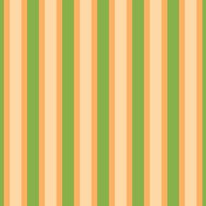Ferny Glade Stripe - Narrow Persimmon Ribbons with Cantaloupe and Ferny Green