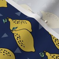 lemon fabric //  lemons fabric lemons citrus fruit design andrea lauren scandi style fabric - navy