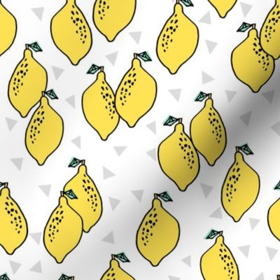 lemon fabric //  lemons fabric lemons citrus fruit design andrea lauren scandi style fabric - white
