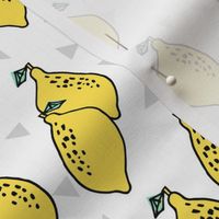 lemon fabric //  lemons fabric lemons citrus fruit design andrea lauren scandi style fabric - white
