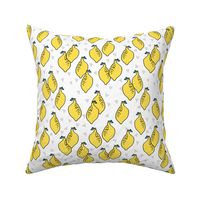 lemon fabric //  lemons fabric lemons citrus fruit design andrea lauren scandi style fabric - white
