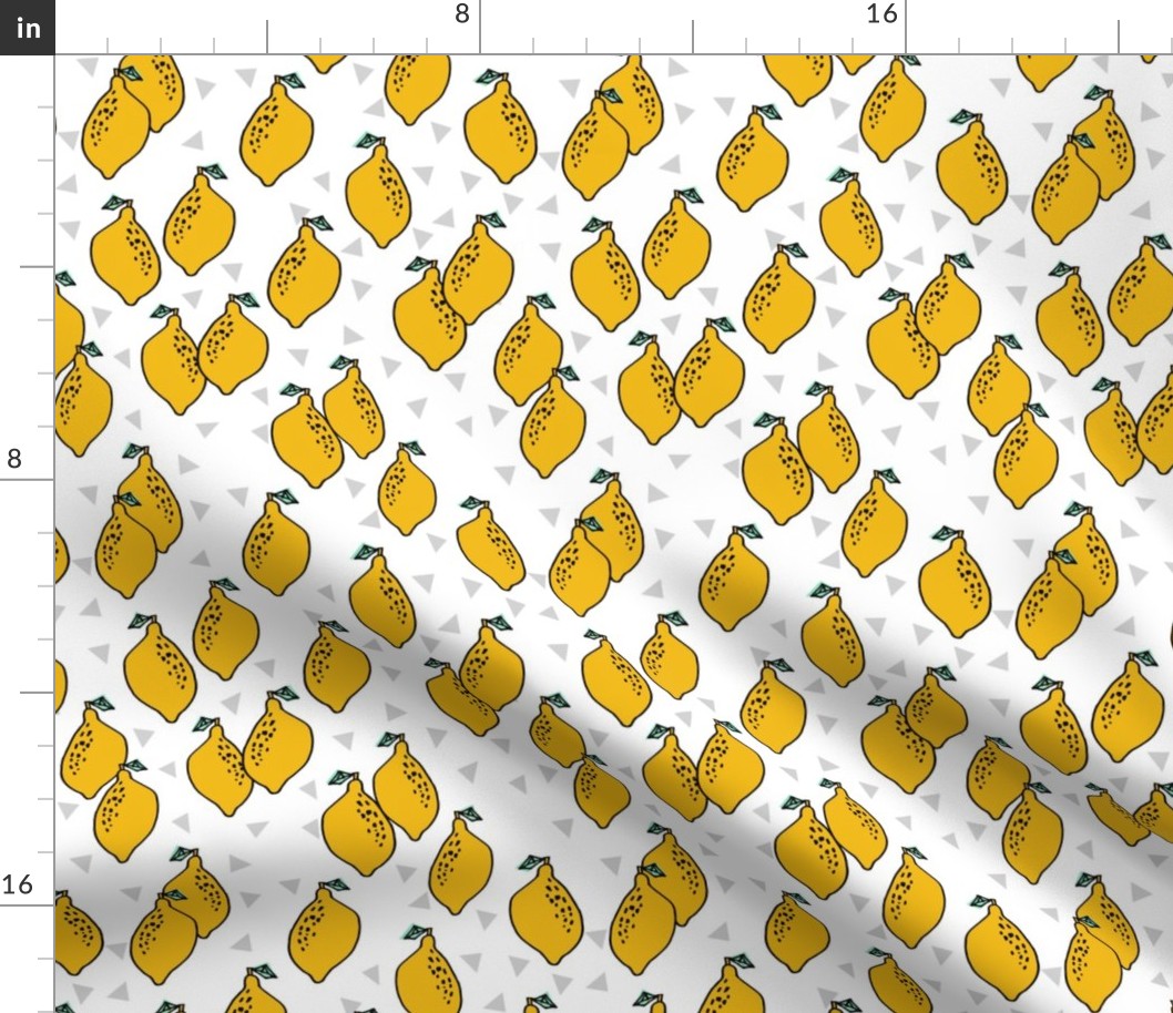 lemon fabric //  lemons fabric lemons citrus fruit design andrea lauren scandi style fabric - mustard yellow