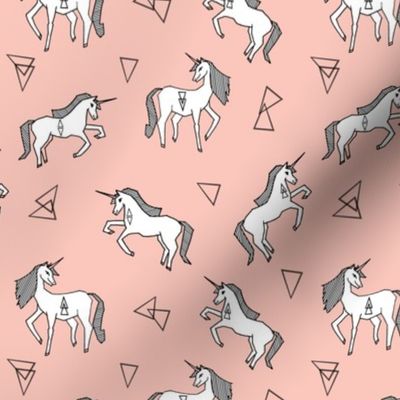 unicorn fabric // pink and white unicorns fabric cute pink and white geometric unicorns