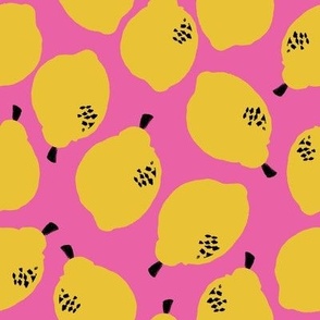 lemons fabric // simple sweet fruits fabric scandi style simple design by andrea lauren - pink